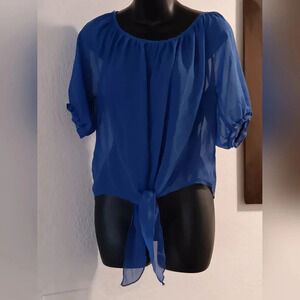 URVANA Royal Blue Sheer Top